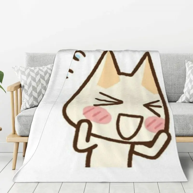 Custom Animated Anime Games Toro Inoue Cat Blanket Warm Fleece Soft Flannel Throw Blankets for Bed Sofa Home Spring