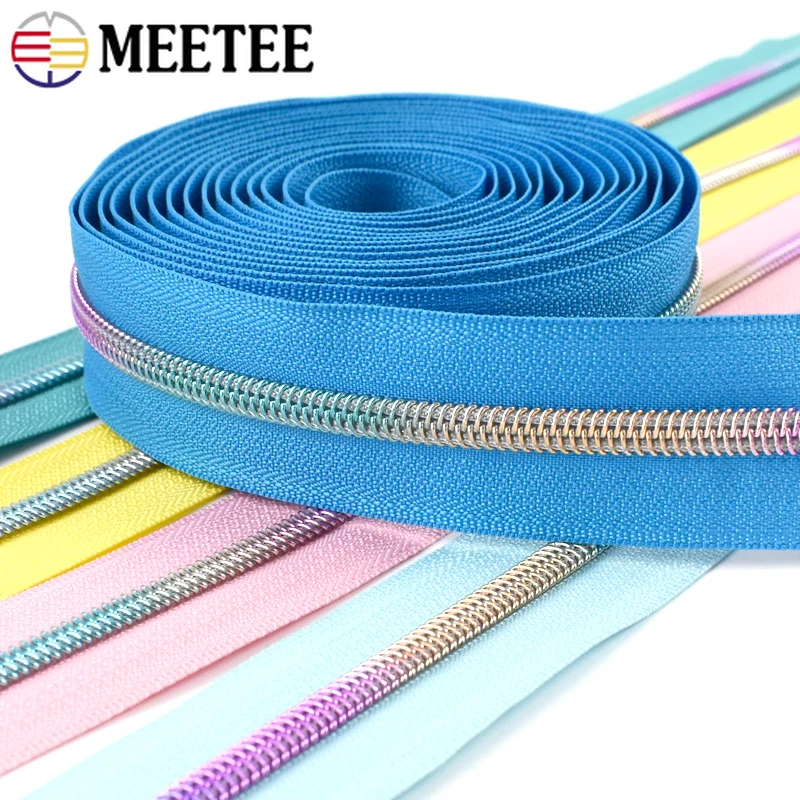 2/3/4/5M Meetee 5# Nylon Zippers Plastic Coil Zips for Sewing Bag Backpack Coat Clothes Decor Zipper Repair Kit DIY Accessories