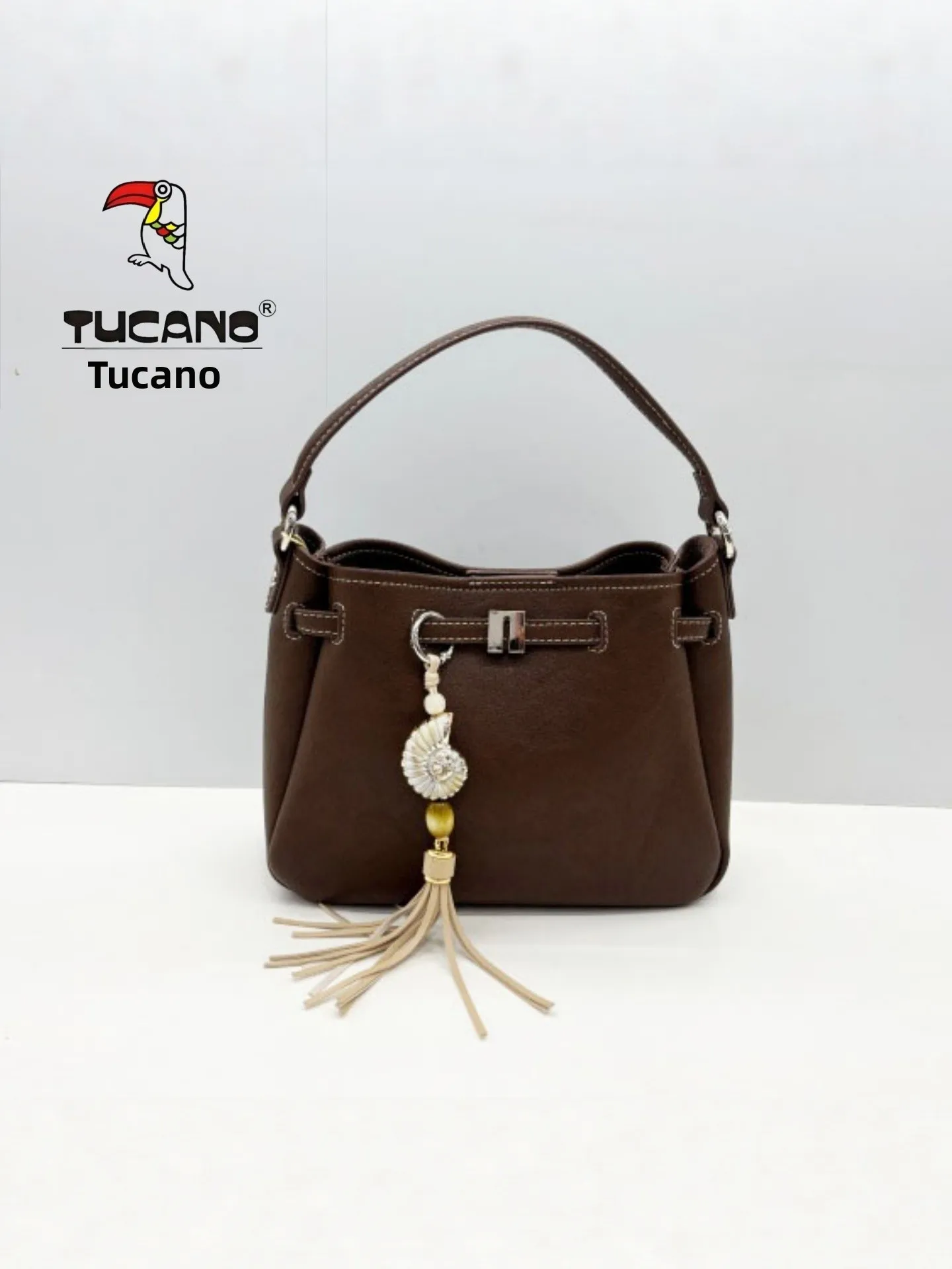 Bolsa Bucket de Couro Luxuosa TUCANO 2026 para Mulheres, Bolsa Transversal L0041, Estilo Vintage, Forro de Tecido, Fechamento...
