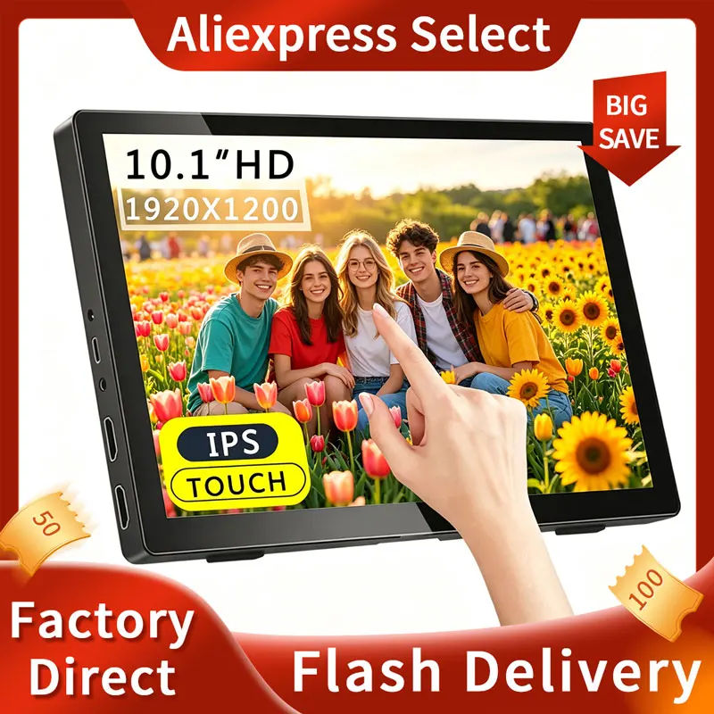 10.1inch Portable monitor 1920*1200 lcd display TFT gaming monitor for pc Raspberry Pi Laptop PS4 Xbox360 switch HDMI-Compatible