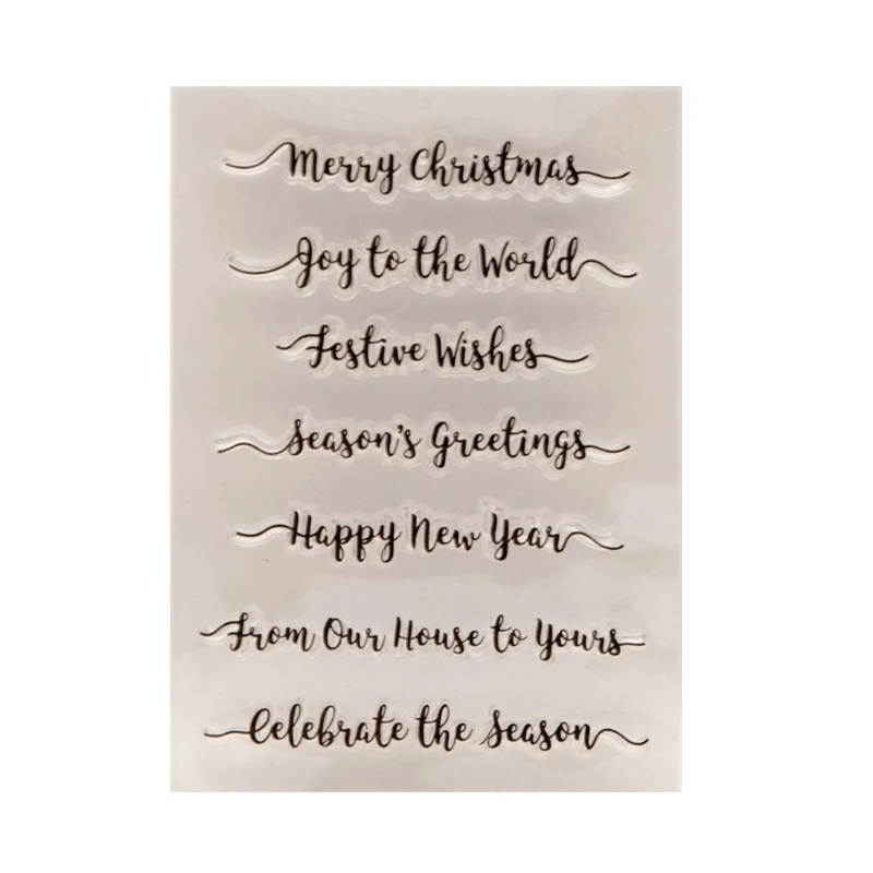 Silicone Stamp Blessing Word Clear Stamp Merry Christmas Transparent Stamp for Scrapbooking Album Journal Decorations