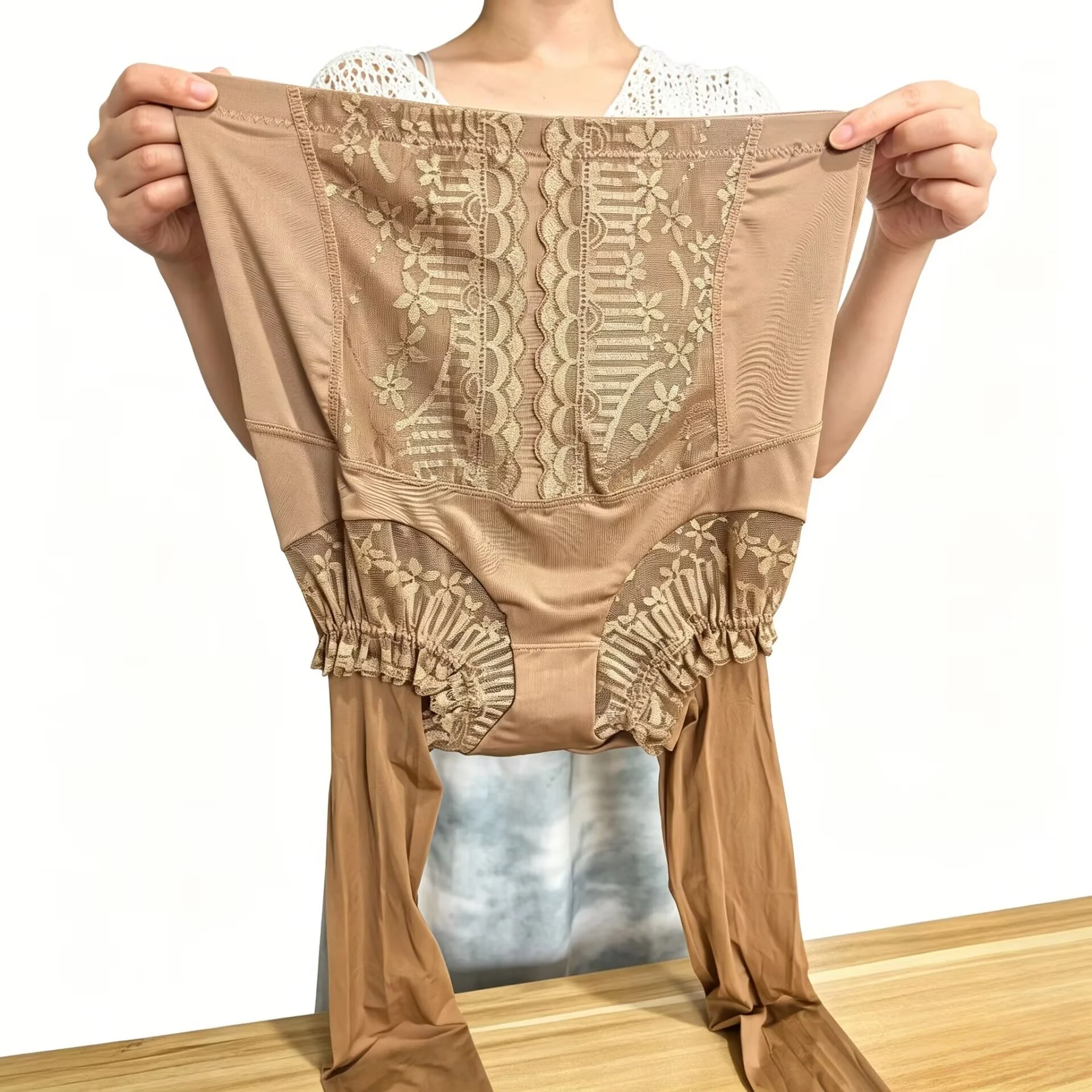 Multi-functional Ladies Tummy-Control And Butt-Lifting Pantyhose Lace High Waist Oil Glossy Stretchy Tights Women Slim Hosiery