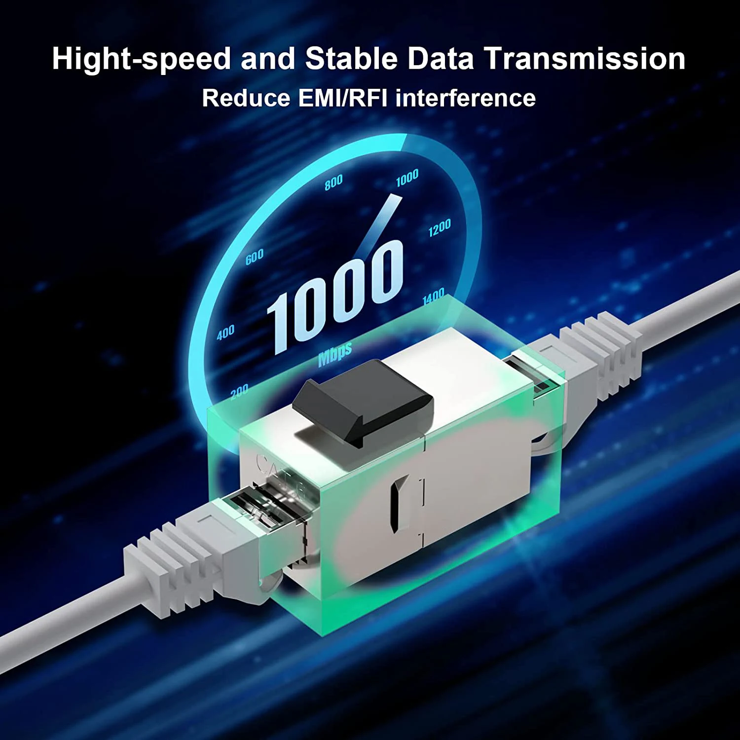 ZoeRax-Acoplador Keystone, Sheilded, Jack Inline, Cat7, Cat6a, Cat6, Cat5e, RJ45, 8P8C, até 10Gbps, 2pcs