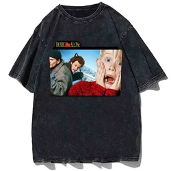 Movie Home Alone Graphic T-shirt Kevin Printed Tshirt High Quality Cotton Loose Oversize Tees Tops Vintage Washed Men T Shirt