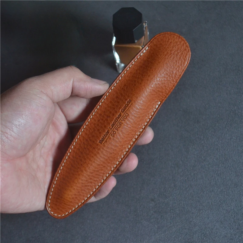 

Miya Handmade Leather Fountain Pen Case Simple Portable Single Pen Pouch Protective Box Office Supplies Luxury Stationary Holder