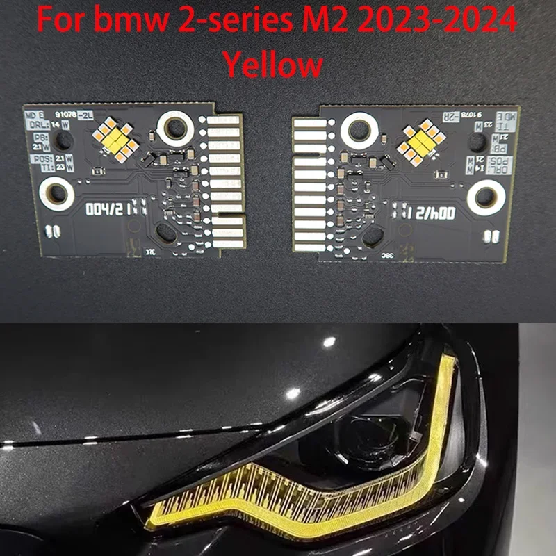 Placa de guia leve para faróis de carro, chip de reator DRL, BMW série 2, M2, M240i, 2023-2024, amarelo, novo