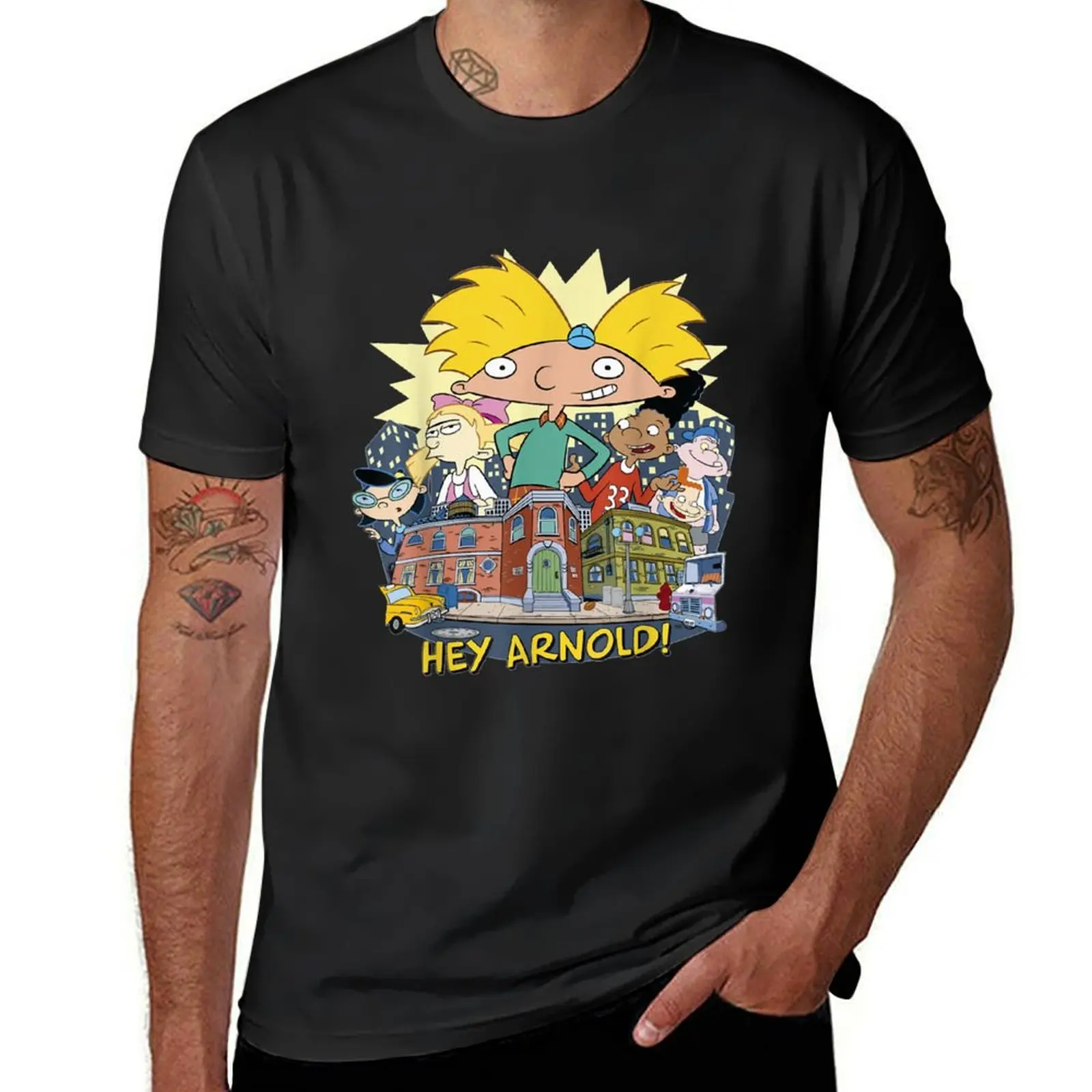 Hey Arnold Neighborhood Poster Helga Crush Cartoon Shortaki Sticker Art Friends Logo Retro T-Shirt