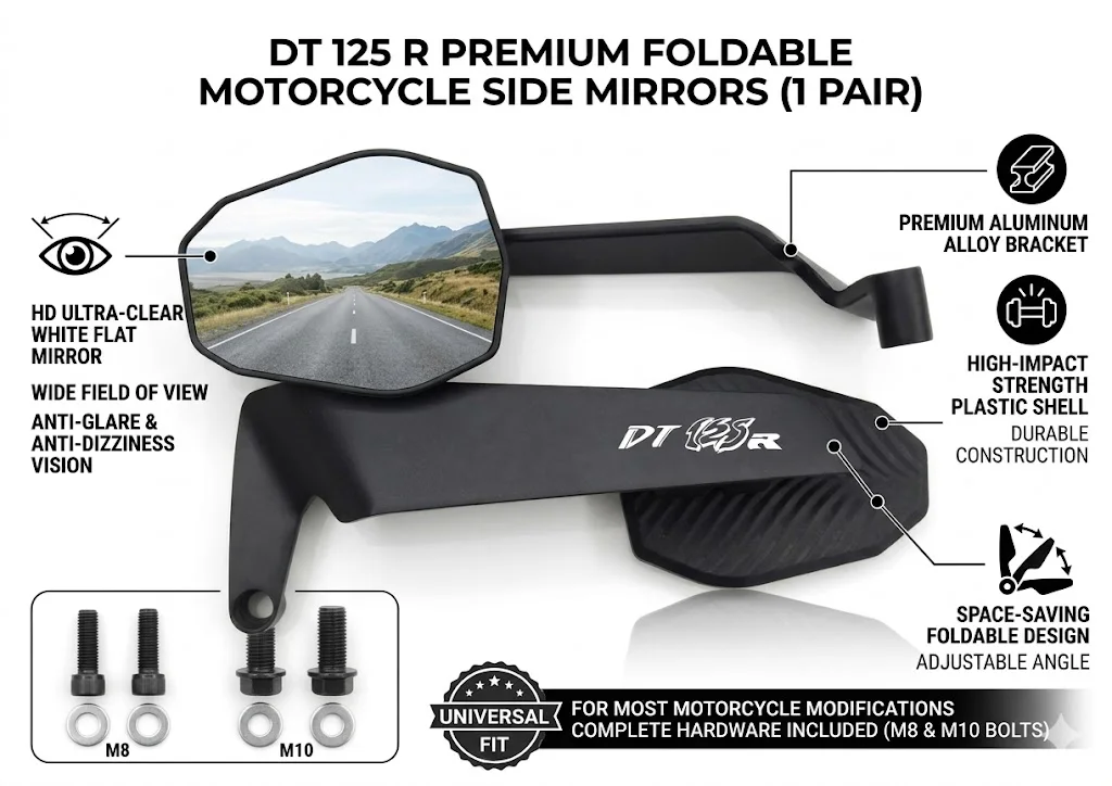 Modified Wind Wing Motorcycle Side Rearview Mirrors Accessorie For YAMAHA DT125R DT125RR DT125 R DT 125 1998 2000 2018 2019 2020