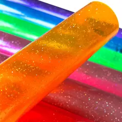 7.8in x 47in Transparent Glitter Powder PVC Vinyl Jelly Synthetic Fabric Waterproof For HandbBages Bows Home Decoration DIY