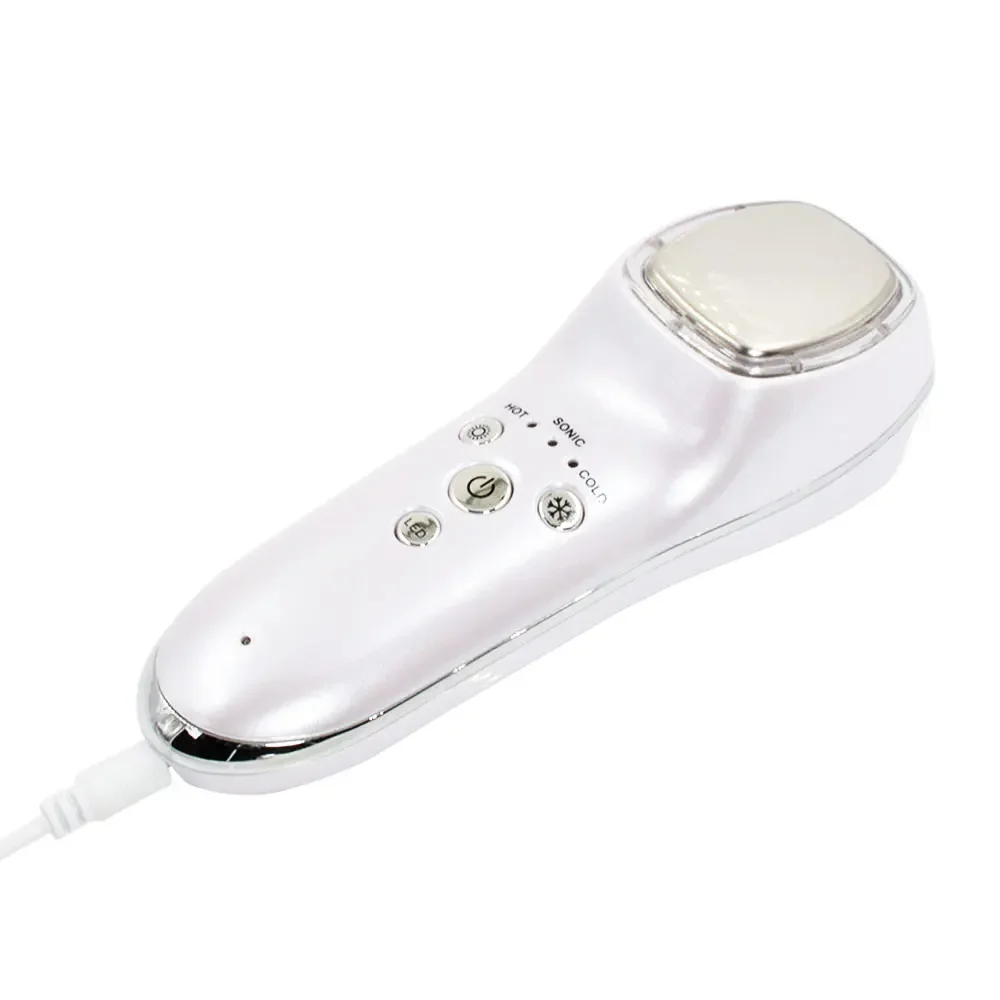 LED Hot Cold Face Skin Care Device Massager Hammer Ultrasonic Cryotherapy Facial Vibration Red Blue Light Ion Beauty Instrument