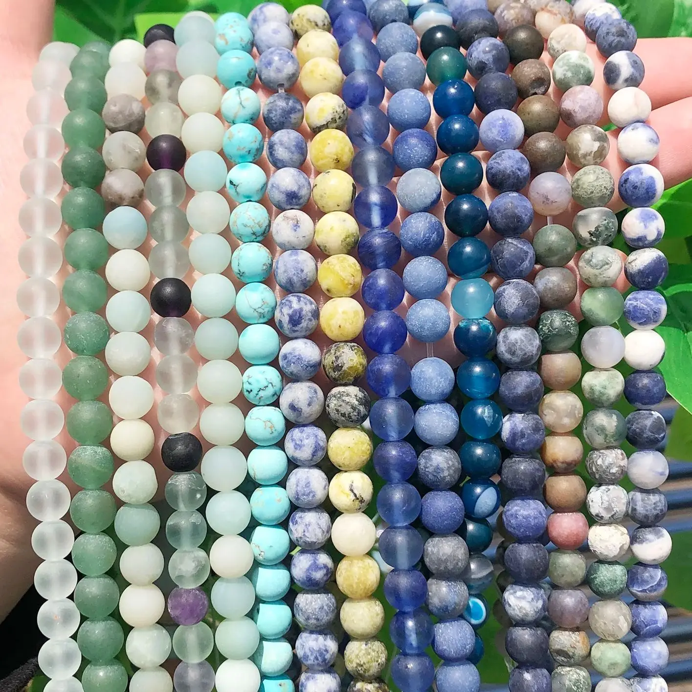 4 6 8 10 12 mm Natural Matte Amazonite Turquoise Jasper Tiger Eye Stone Beads Blue Round Loose Beads For Jewelry DIY Making