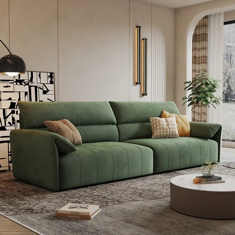 Nordic green new elephant ear fabric sofa living room modern simple inline sofa for three people