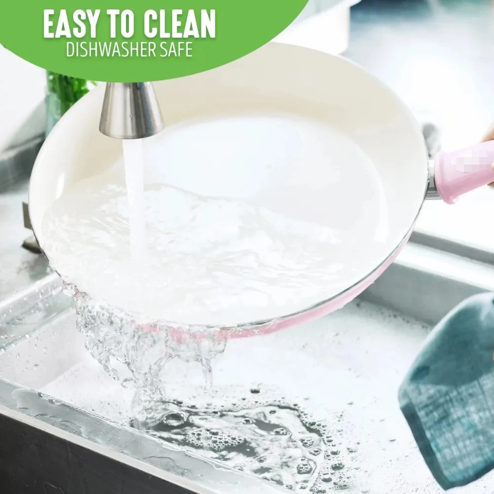 Cooking Pots Set Kitchen Cookware Kit Pink Pots Sets for Cooking Soft Grip 18 Piece Cookware Set Pan Kits Pot Pans