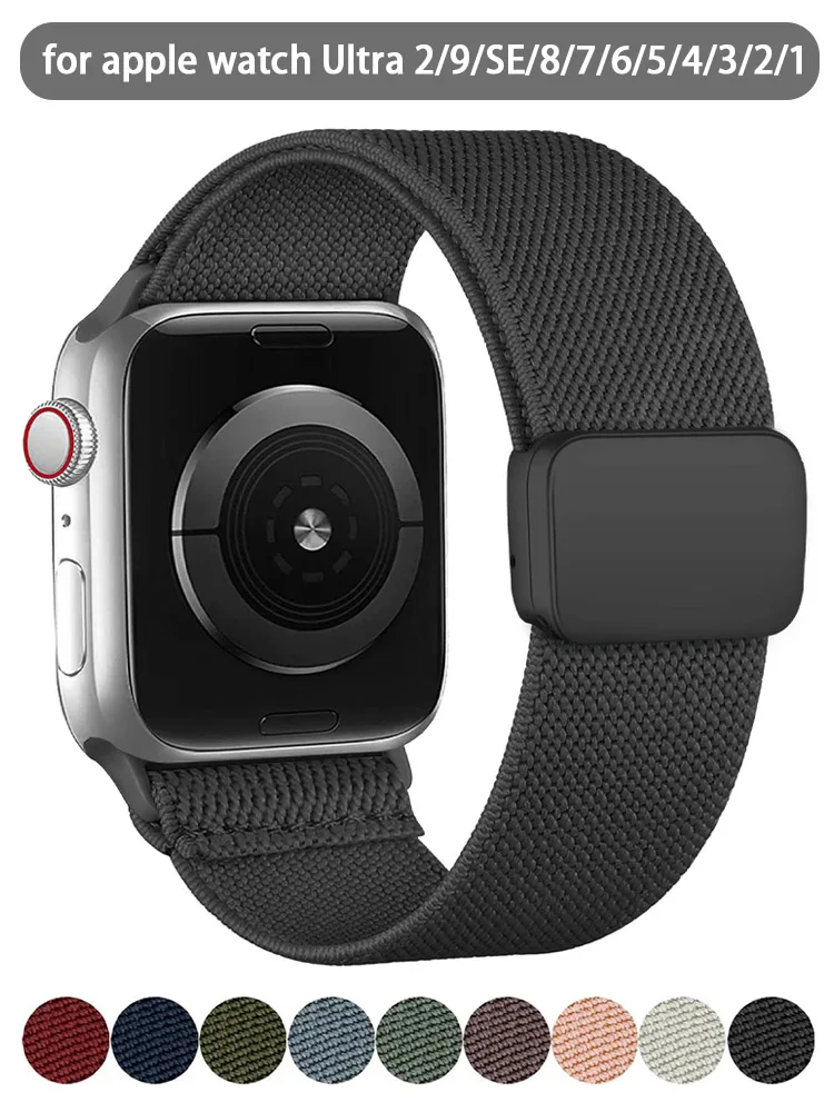 

Strap For Apple Watch Band 44mm 45mm 40mm 49mm 41mm 38mm Scrunchie Nylon Magnetic Loop bracelet iwatch Ultra 2 Series 9 3 7 8 se