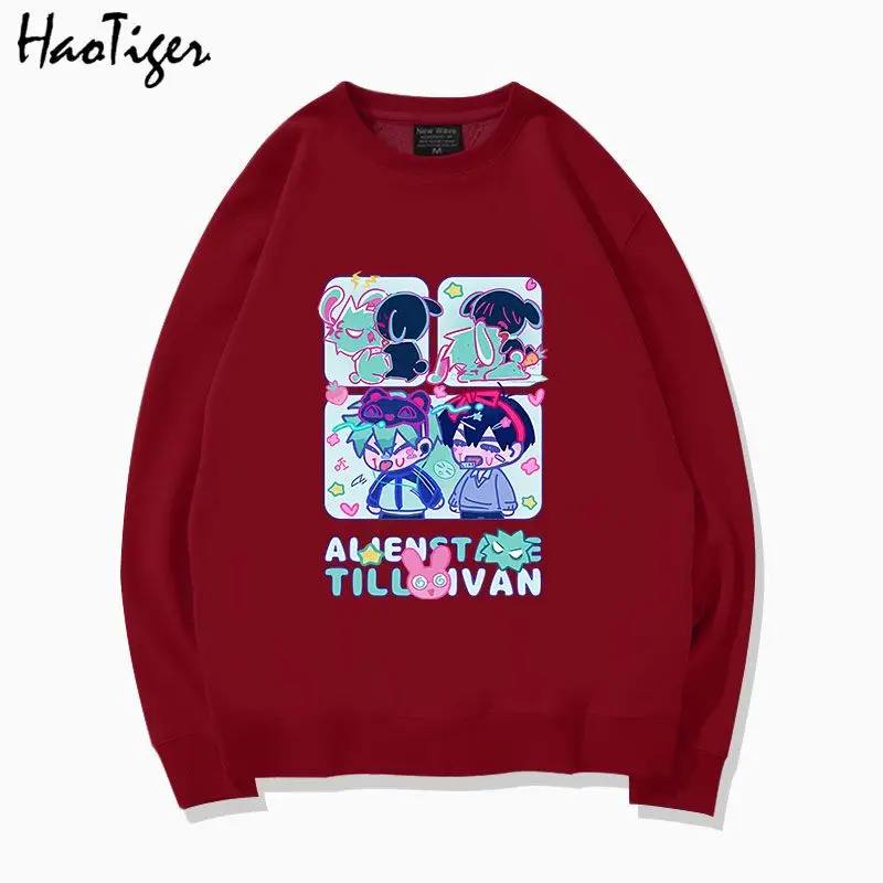 الغريبة المرحلة إيفان حتى أنيمي الطباعة Crewneck البلوز مريحة فضفاضة المناسب رداء علوي غير رسمي مع الصوف للخريف والشتاء