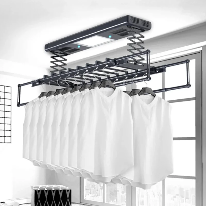 Smart Automatic Lifting Folding Dryer Rack Remote Control Electric Ceiling Mounted Laundry Heating Clothes Drying Rack