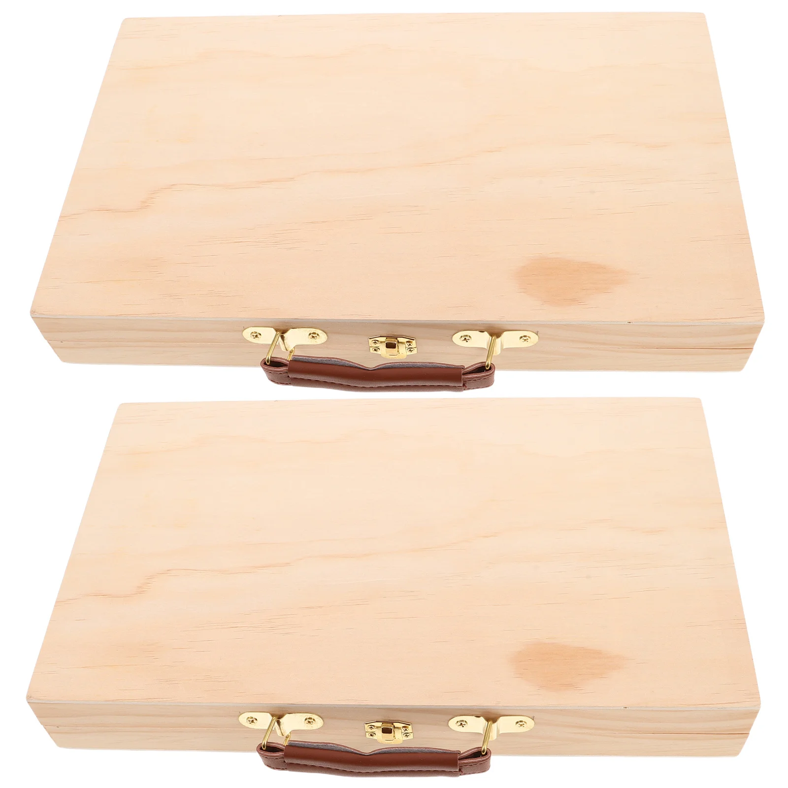 

2Pcs Handheld Portable Wooden Paint Box Locking Artist Tool Storage Case Oil Painting Supply Organizer Wood Storage Box