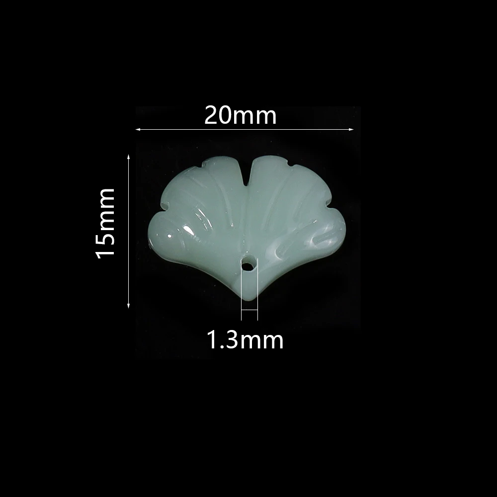 30pcs/lot Glass Leaves Pendant Beads Green Color Small Ginkgo Leaf Pendants For Jewelry Making Earrings Necklace Accessories - view 2
