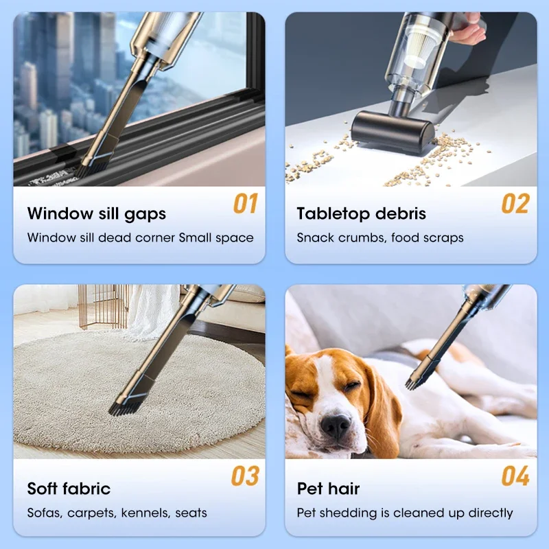 99800Pa Car Vacuum Cleaner Portable Mini Dust Collector Dry And Wet Home Car Dual-Use Wireless Handheld Cleaning Appliances