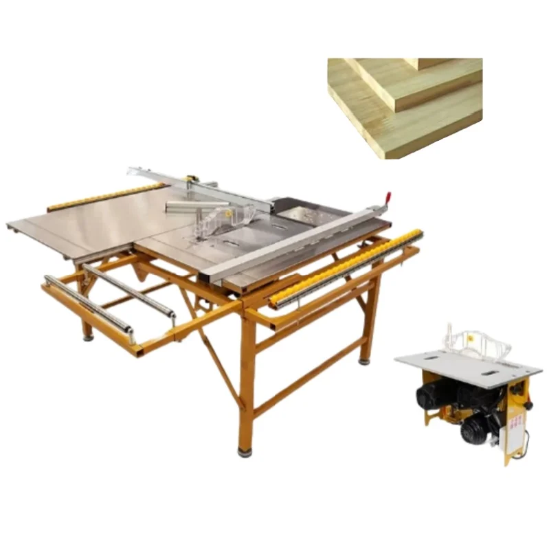 Compact Vertical Wood Saw Machine Featuring Double Blade Design and Adjus Panel Sawing