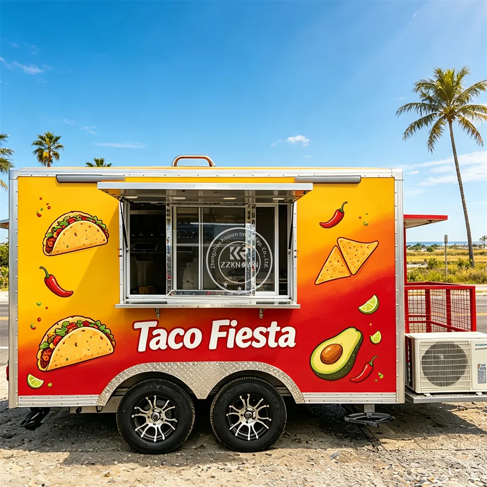 

Outdoor Pizza Burger Ice Cream Cart Coffee Fast Food Truck Trailer Hamburger Cart Mobile Food Truck With Full Kitchen