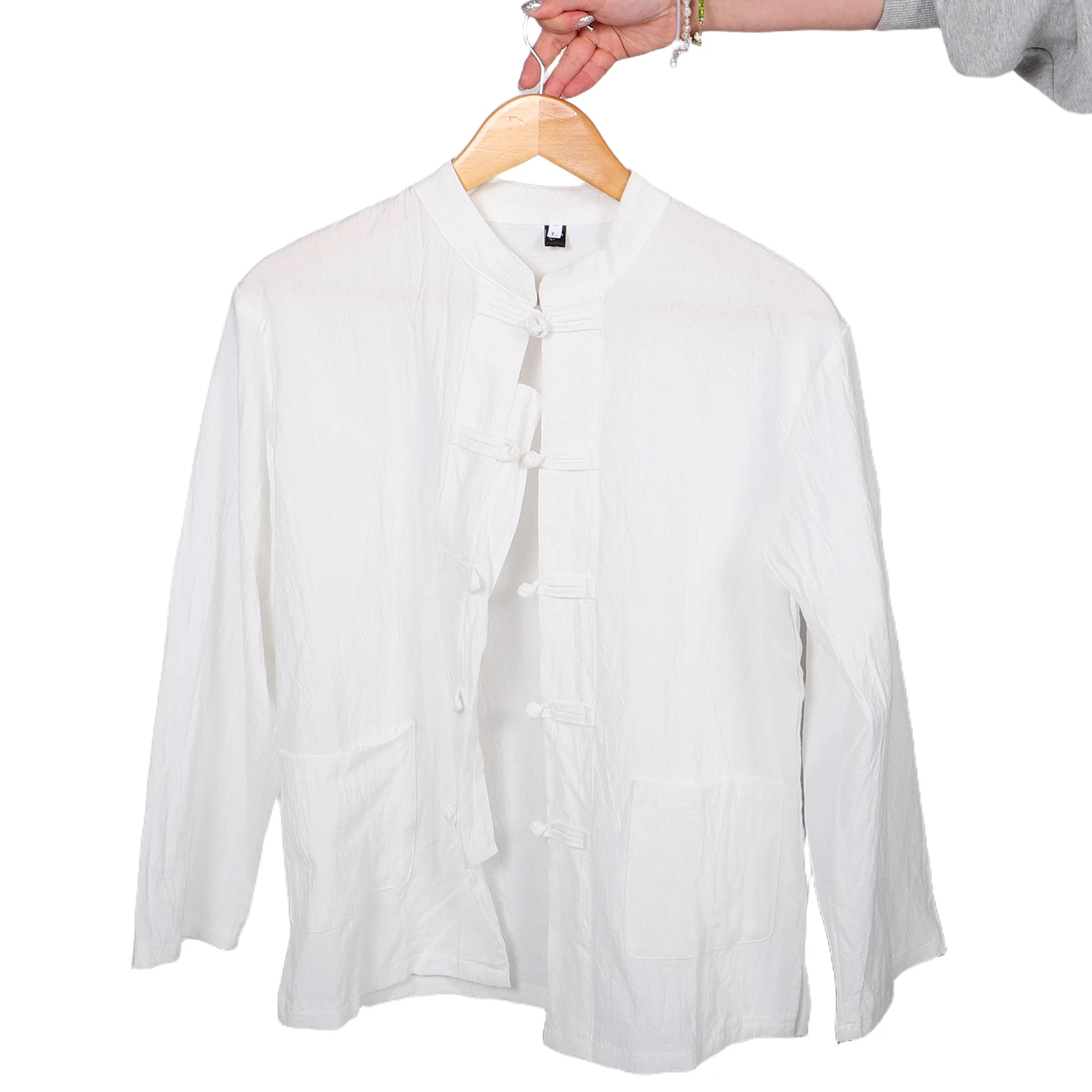 

Linen Men Long Sleeve Chinese Style Shirt Vintage Kung Fu Uniform Breathable Traditional Hanfu Clothing for Cultural Events