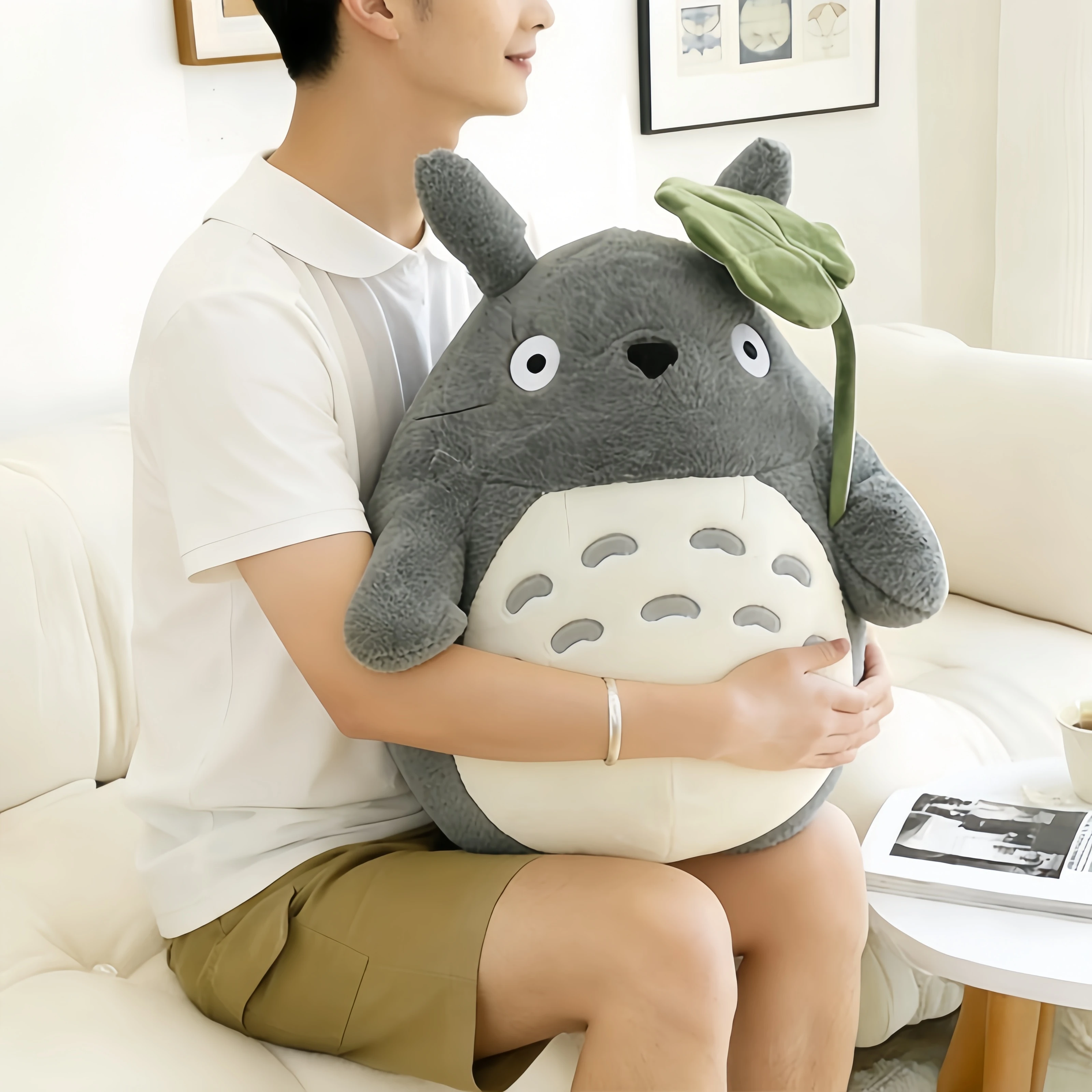 

Japanese Adorable Anime Movie Totoro Plush Toy Laugh Heartily Totoro Stuffed Anime Totoro Lotus Leaf Pillow Totoro Plushies Doll