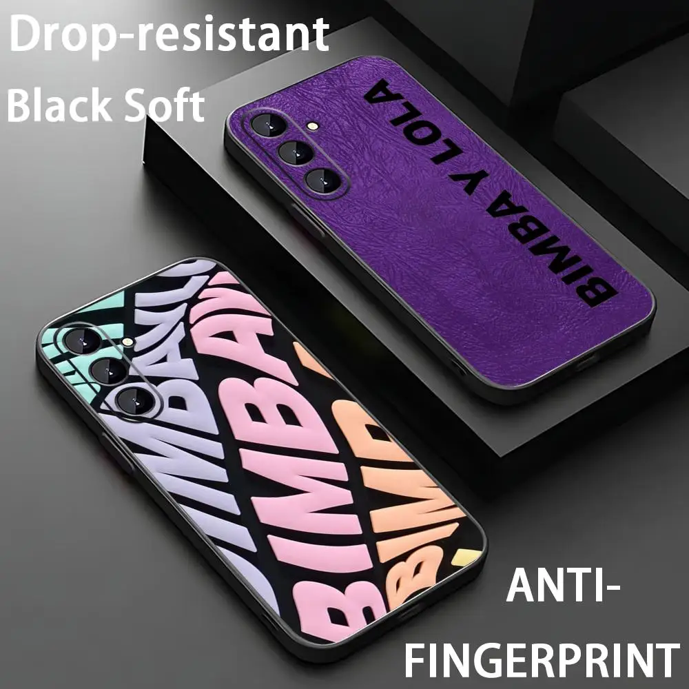 Funda de teléfono con logo B-BIMBA Y L-LOLA para Samsung Galaxy S26 S25 S24 S23 S22 S21 Plus Ultra Fold A Soft Black