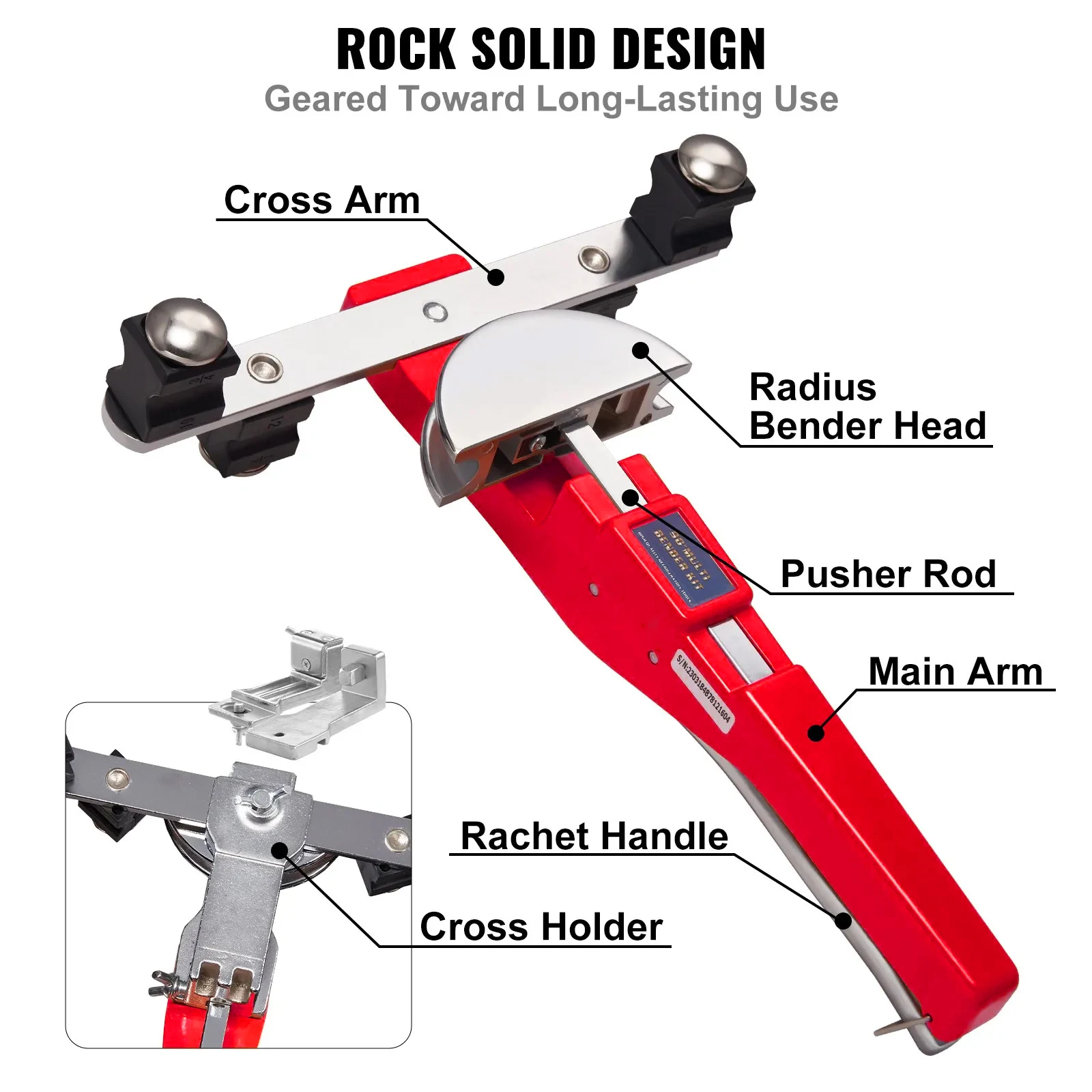SIHAO Pipe Tube Bender, 1/4"-7/8" O.D. Ratcheting Tubing Bender, 90° Forward/Reverse Pipes Bending Tools with 7 Dies