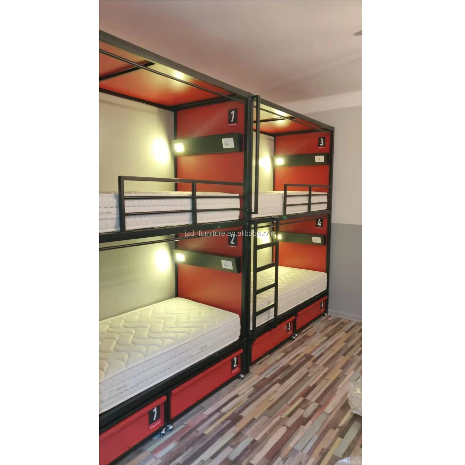 

JZD Factory Modular Double Decker Metal Bunk Bed Hostel Office Dormitory School Use Strong Durable Bed