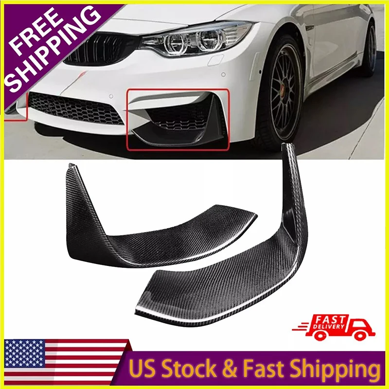 Front Bumper Side Vent Spoiler Canards For BMW F80 M3 2014-2019 F82 F83 M4 2015-2020 Front Bumper Fog Lamp Grill Trim Splitters