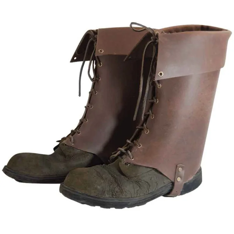Medieval Renaissance Warrior Flip Flop Leg Guards Adjustable Lace Up Boots Shoe Covers Without Shoes Stage Costume Props