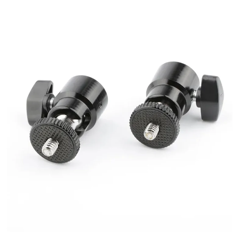 HDRIG 2 sztuk 360 ° obrotowy Mini piłka głowy zimno/uchwyt gorącej stopki 1/4 "śruba akcesoria do aparatu dla lustrzanka cyfrowa LED światła