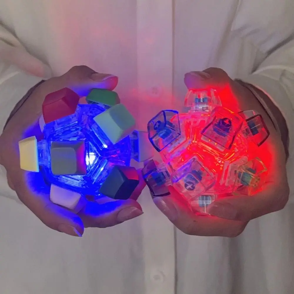 With LED Light Keyboard Ball Clickable Button Spherical Shape Fingertip Press Button Tester 12 Key Creative Fidget Focus Games