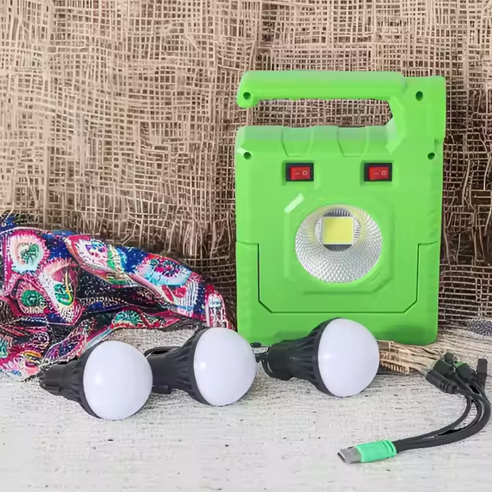 USB Portable Solar Energey Lighting System 3 Free Led Bulbs Emergency SOS Flashlight Flood Lamps for Camping Light