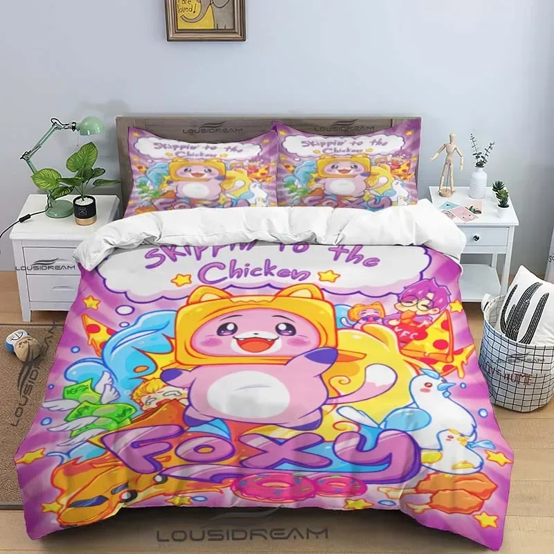 Lankybox Cartoon Cute Kawaii Christmas Gift King Twin Double Child Bedding Set Microfiber or Polyester Duvet Cover Set