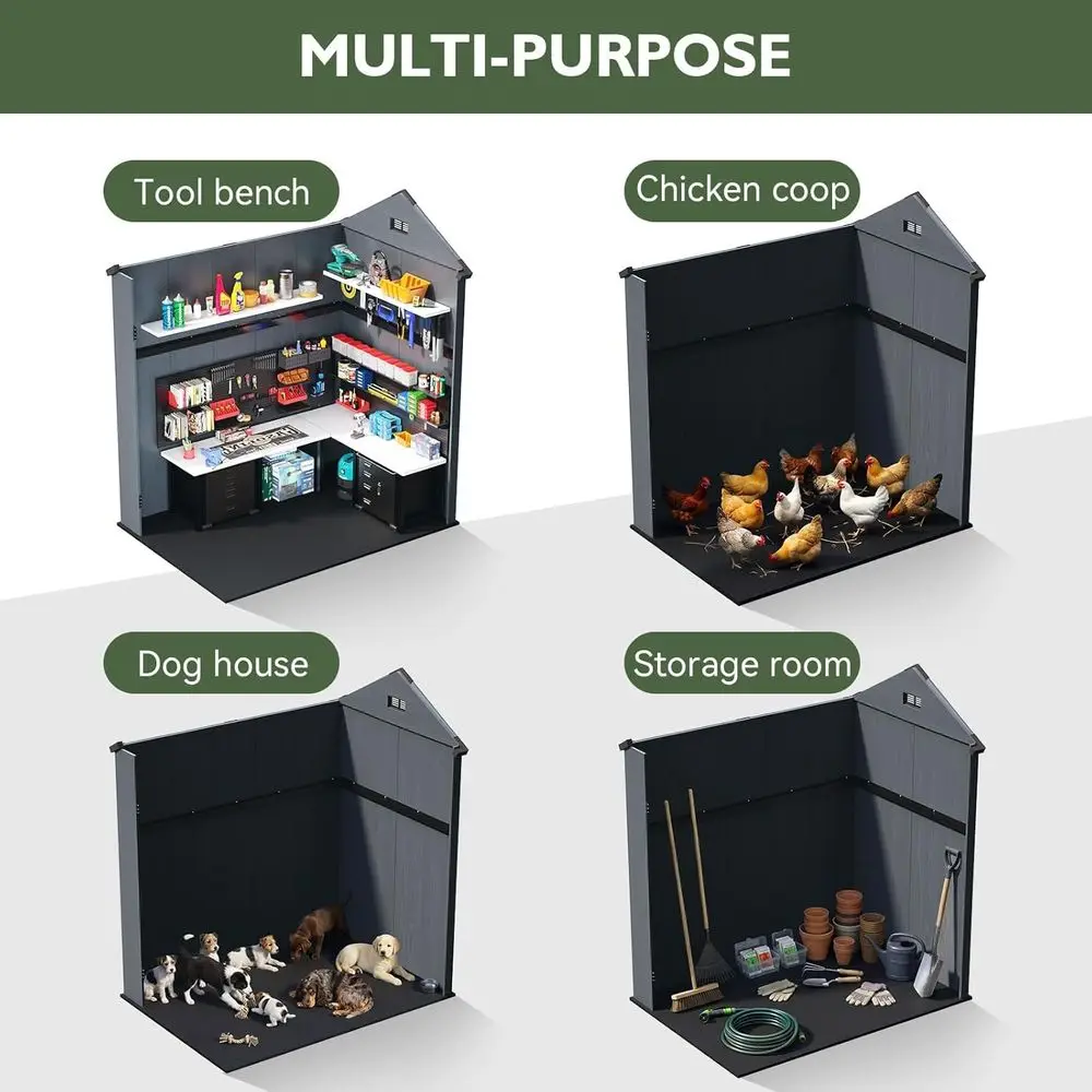 4×6 T All-Weather Resin Storage Shed, Outdoor Plastic Tool Shed with Reinorced loor, Lockable Door, Window & Vent or Garden Pati view 6