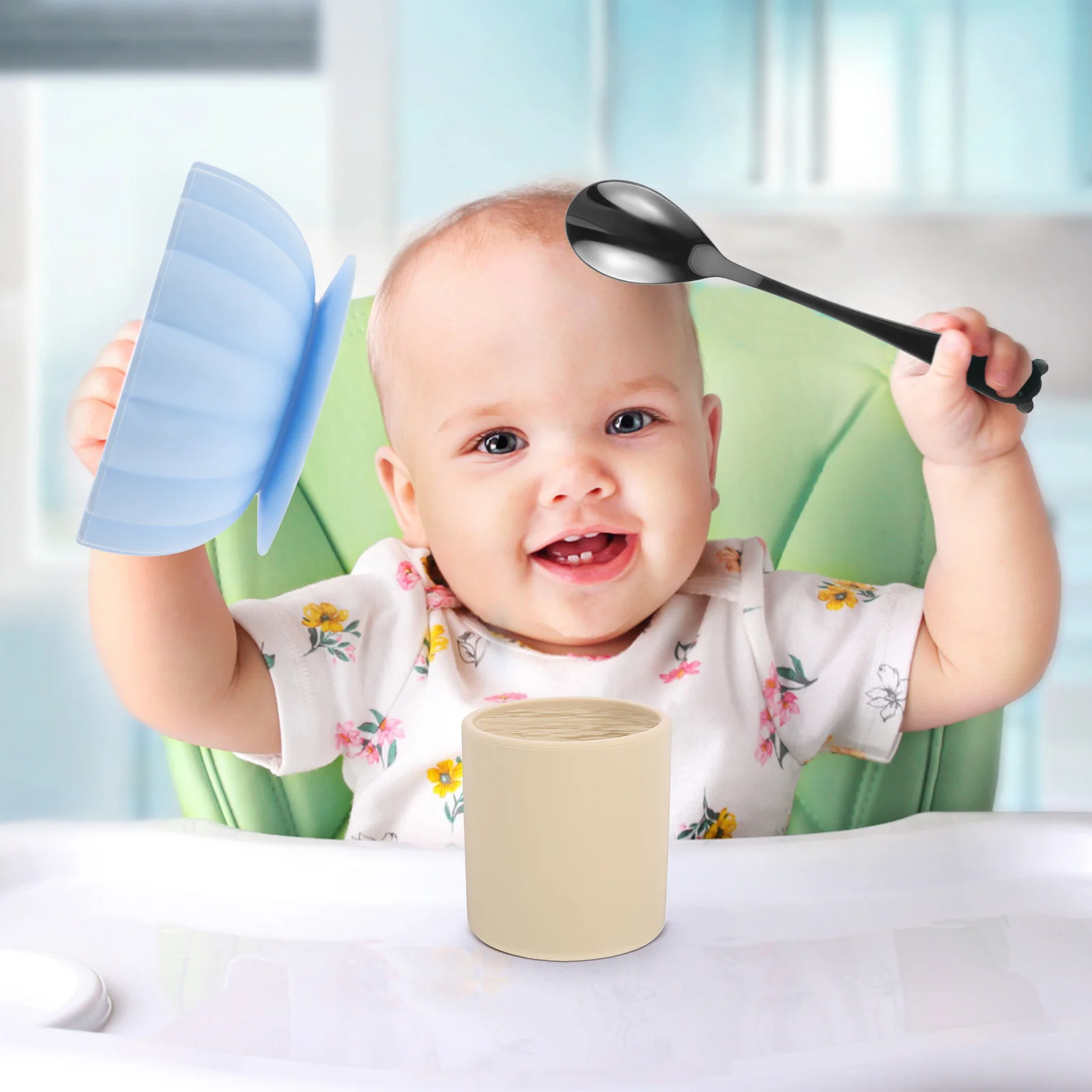 

2Pcs Baby Silicone Cup Toddler Drinking Trainer Cup for Kids Water Bottle Transition Ergonomic Design Fade Resistant Crack Proof