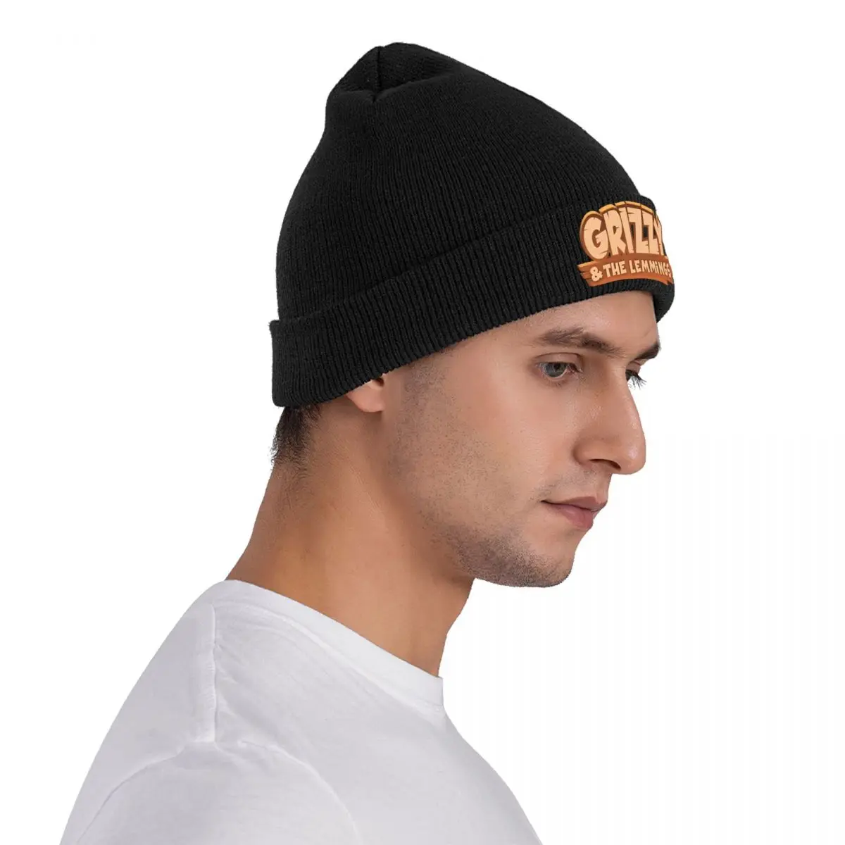 Grizzy Cartoon malha bonés para mulheres e homens, Beanies chapéus, quente, outono, inverno