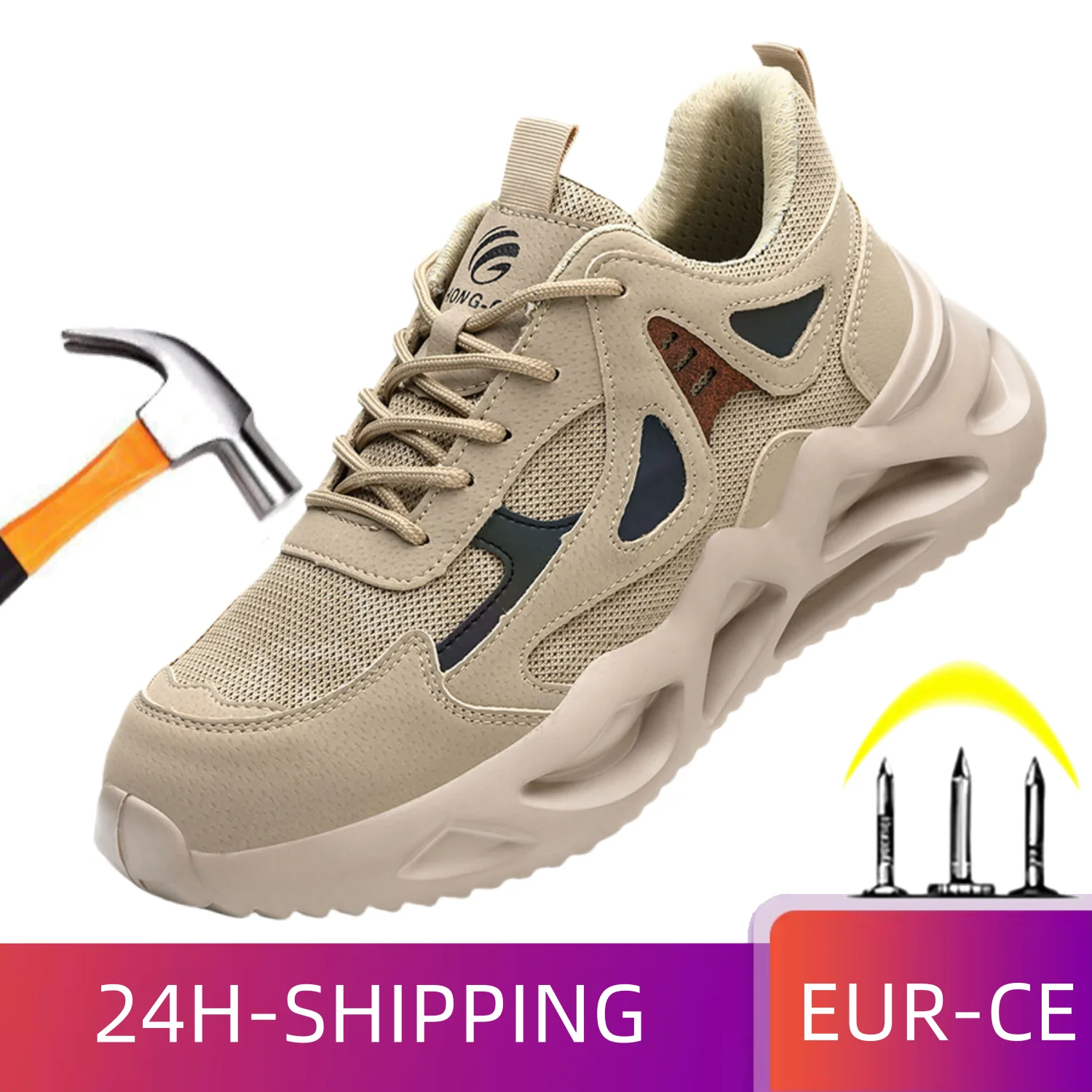 Fashion Safety Shoes Men With Steel Toe Cap Anti-smash New Men Work Shoes Sneakers Light Puncture-Proof Indestructible Shoes