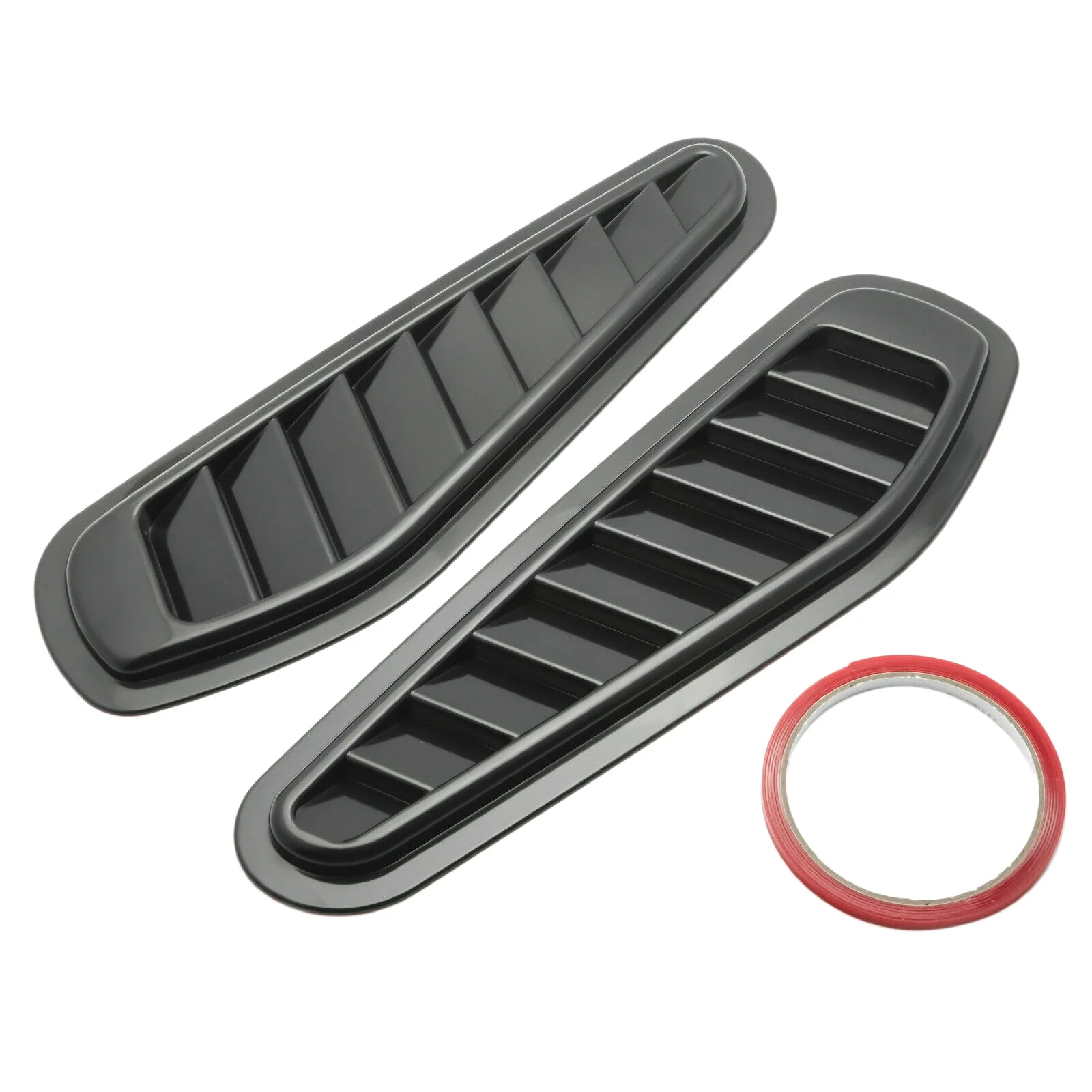 2Pcs Car Simulation Shark Air Vent Universal Glossy Black Sport Racing Air Flow Vent Bonnet Hood Scoop Cover Trim