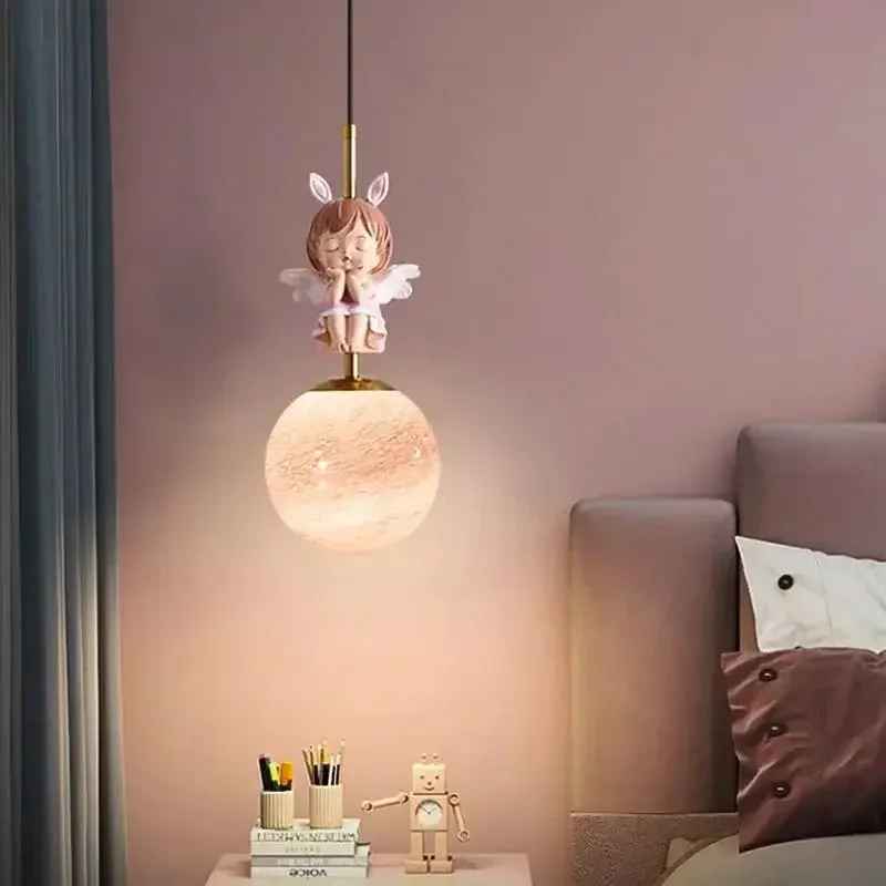

Modern LED Pendant Light Bedside Children Room Hanging Lamps For Living Room Bedroom Moon Planet Design Home Decor Light Fixture
