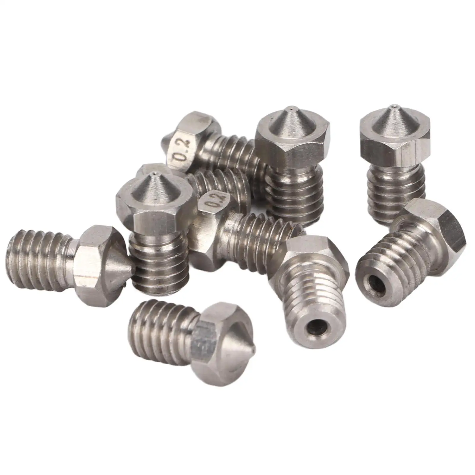 10 PCS Stainless Steel M6 3D Printer Nozzles Set 0.2-1.0mm Extruder Head Accessory