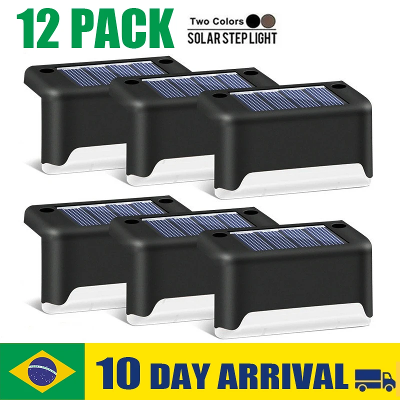 Luces de cubierta Solar para exteriores, lámpara Led impermeable para barandilla, escaleras, valla de paso, Patio y camino, paquete de 12