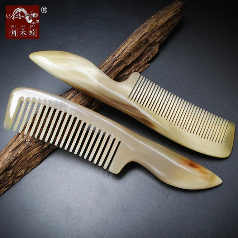 

Horned Yak Horn Comb with Pointed Handle for Haircutting, Handmade