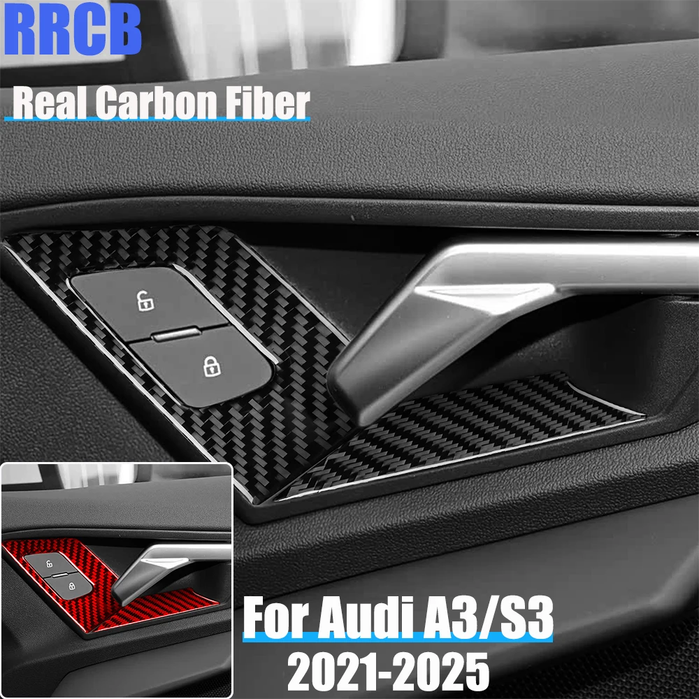 

Настоящее углеродное волокно, автомобильные аксессуары, дверной замок, декоративная накладка, мягкая наклейка на чехол для Audi A3 S3 8Y 2021 2022 2023 2024 2025
