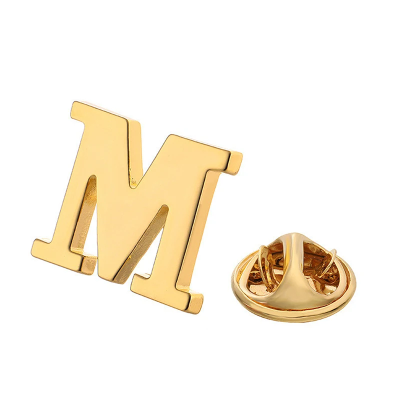 B*High Quality 1PC Classic Style Gold Letter A-Z Metal Brooch Women Men's Lapel Pin Women's Hat Scarf Backpack Badge Jewellery