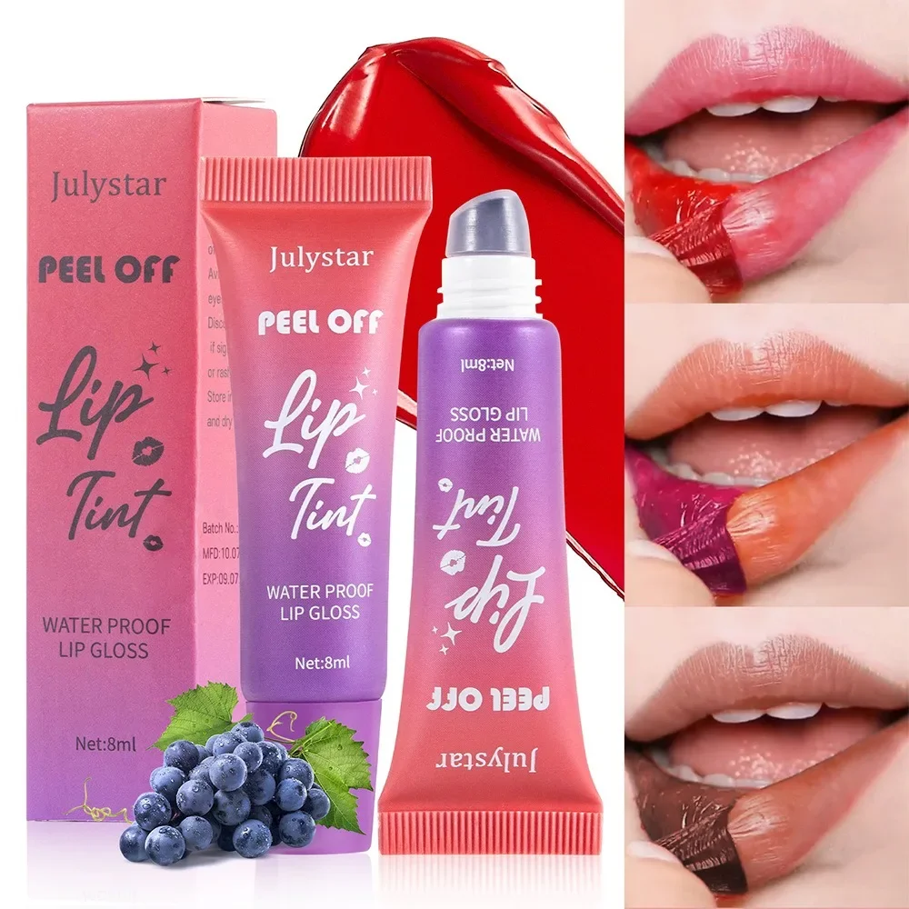 6 Colors Tear Off Lip Glaze Fruity Matte Liquid Lipstick Tint Color Dye Waterproof Lip Stain Lasting Makeup Peel Off Cosmetics