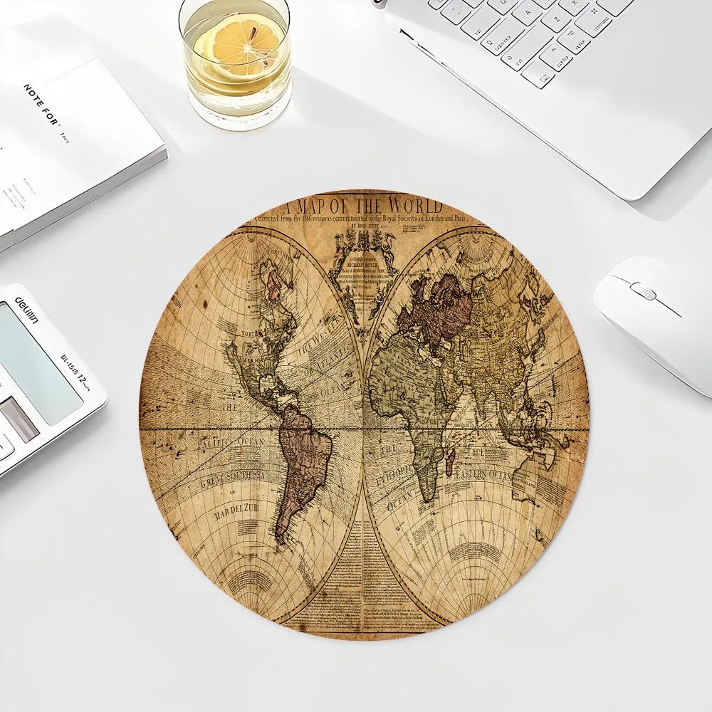 Round Game Mouse Pad Non-slip Mousepads Rubber Table Coaster Lock Edge 20X20CM 22X22CM Carpet World Map New Small Size Desk Mat