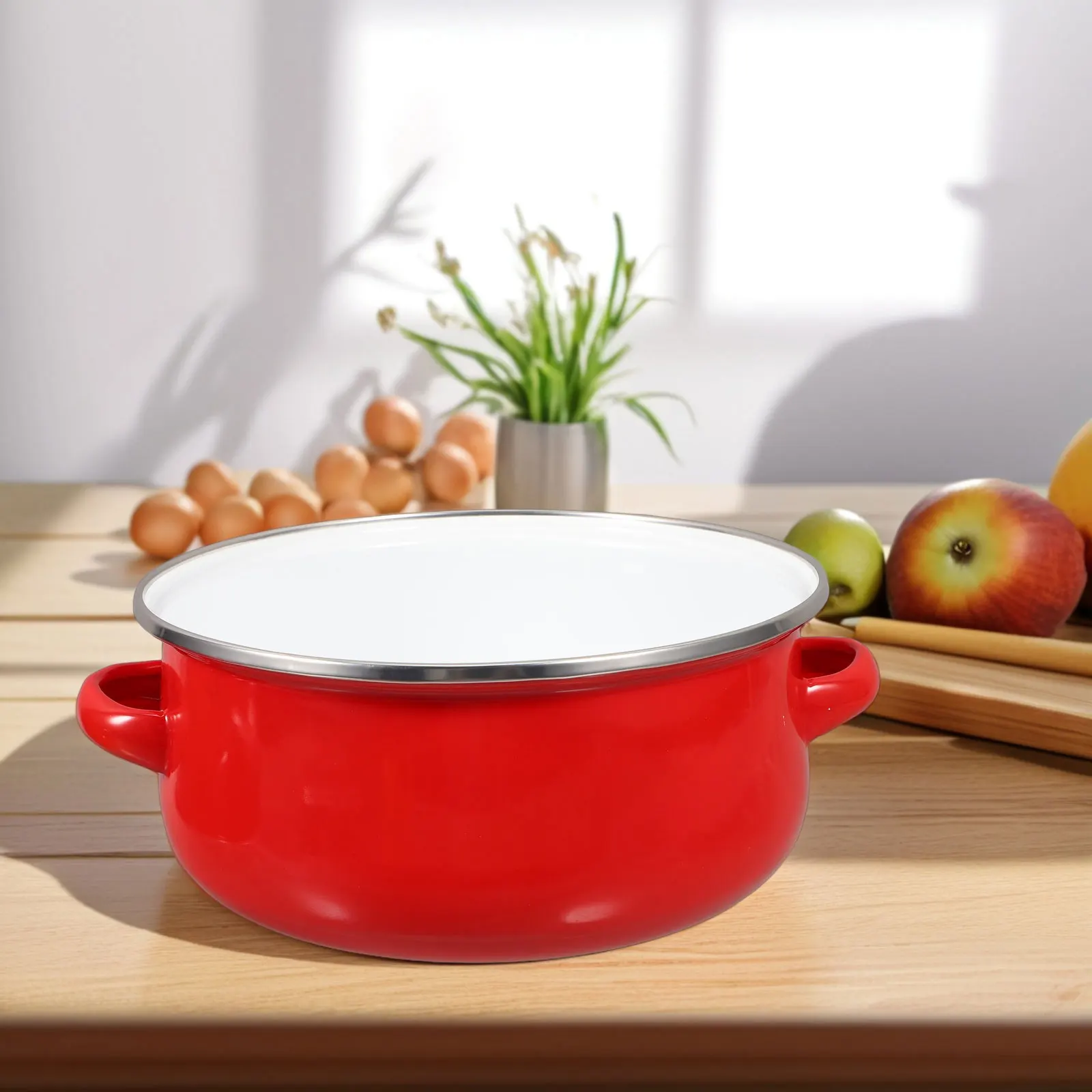 

Эмалированная кастрюля для тушения с помидорами, крышка с двумя ручками, многофункциональная кастрюля для приготовления пищи, суп, тушеная кастрюля, кухонная эмалированная кастрюля 20 см, кастрюли для приготовления пищи